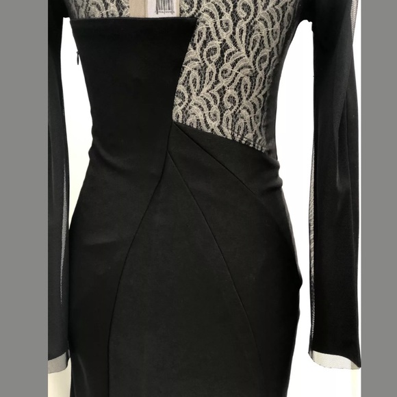 $448 MAXAZRIA Black  Back Long Sleeve Dress Size 2 - Picture 2 of 7